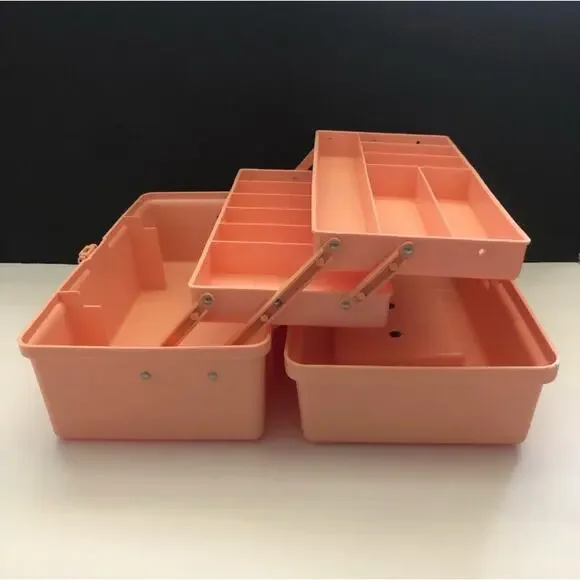 Plano Caboodles Pink Peach Plastic 2 Tray Jewelry Make Up Storage Case 552072 - Picture 9 of 14